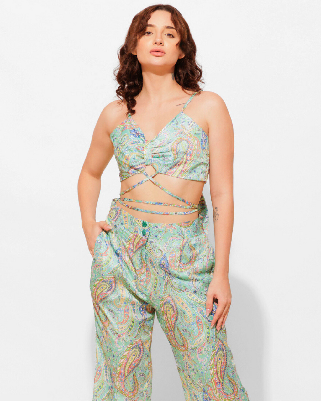 Printed Cami 2 Piece Coord set Top With High Waist Pants