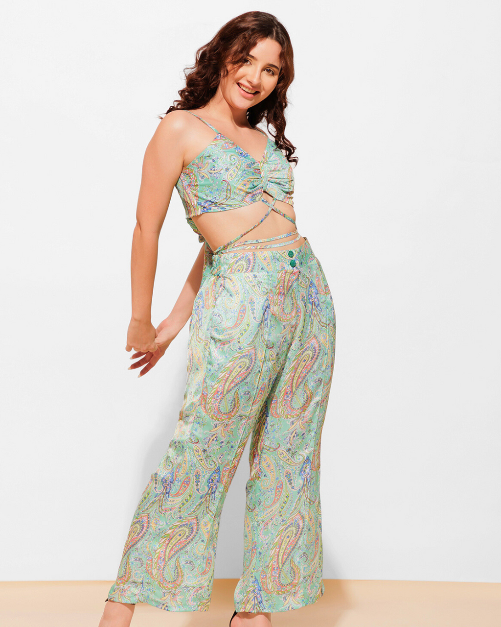 Printed Cami 2 Piece Coord set Top With High Waist Pants