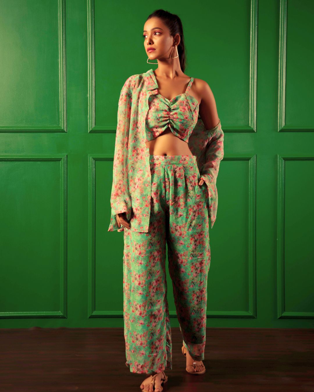Georgette Printed 2 piece Shirt and Pant Coord Set