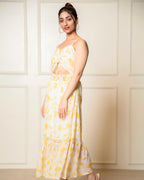 Floral A-Line Cut-out Maxi Dress