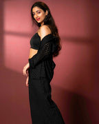 Schiffli Cotton Two Piece Shirt and Pant Coord Set