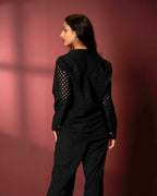 Schiffli Cotton Two Piece Shirt and Pant Coord Set