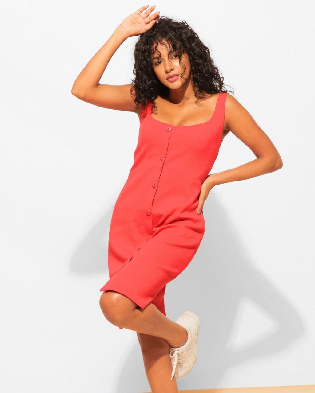 Buttoned Knit Bodycon Midi Dress