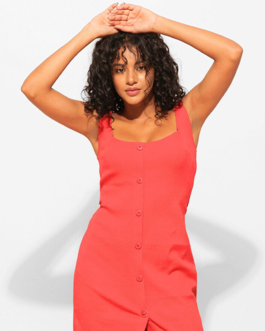 Buttoned Knit Bodycon Midi Dress