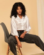Silky Satin Crop Shirt – Versatile Staple for Day to Night Looks