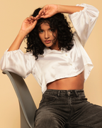 Silky Satin Crop Shirt – Versatile Staple for Day to Night Looks
