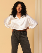 Chic Cropped Satin Shirt – Silky Smooth & Perfect for Day-to-Night Styling