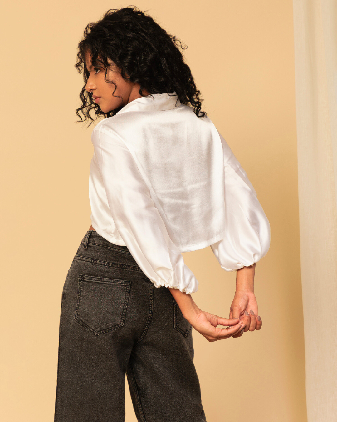 Luxe Satin Cropped Shirt – Sleek & Stylish Fit