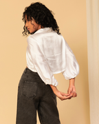 Satin Cropped Shirt for Women – Luxe & Trendy