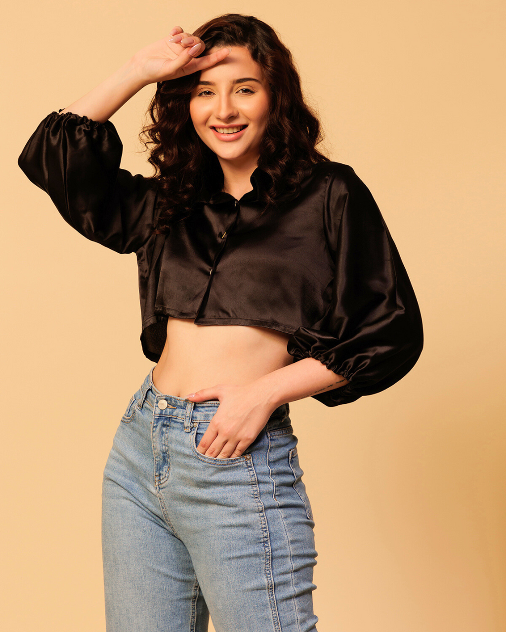 Luxe Satin Cropped Shirt – Sleek & Stylish Fit