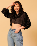 Luxe Satin Cropped Shirt – Sleek & Stylish Fit