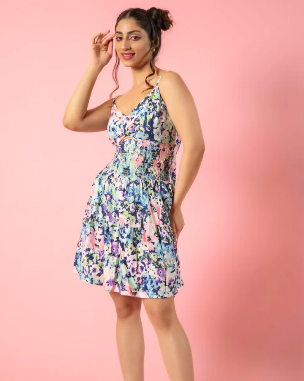 Stretchable A-Line Crepe Fit Mini Dress