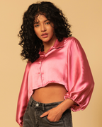 Cropped Satin Shirt – Luxe & Sleek Fit