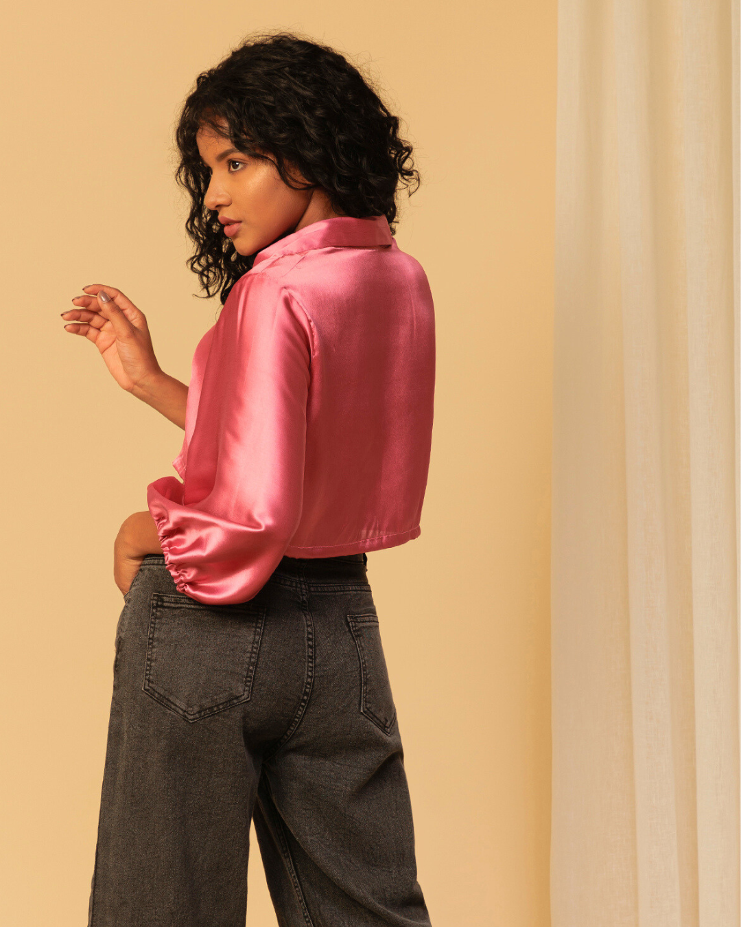 Silky Satin Crop Shirt – Versatile Staple for Day to Night Looks