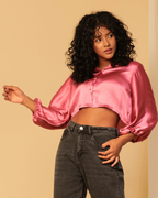 Silky Satin Crop Shirt – Versatile Staple for Day to Night Looks
