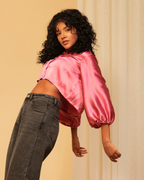 Satin Cropped Shirt for Women – Luxe & Trendy
