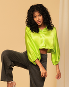 Silky Satin Crop Shirt – Versatile Staple for Day to Night Looks