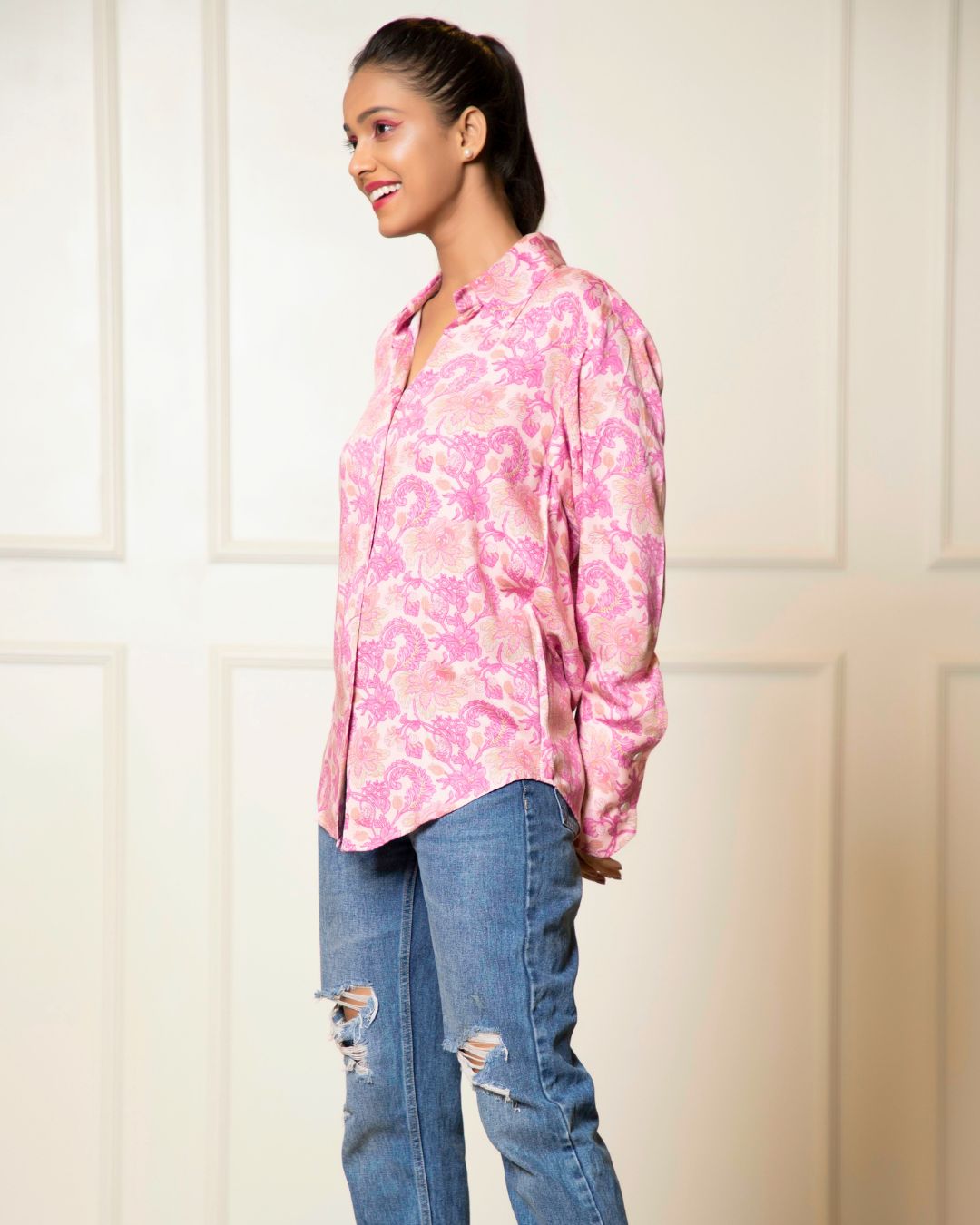 Printed Long Sleeves Cuffed Cotton Shirt