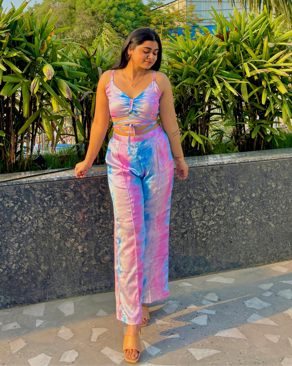 Printed Cami 2 Piece Coord set Top With High Waist Pants