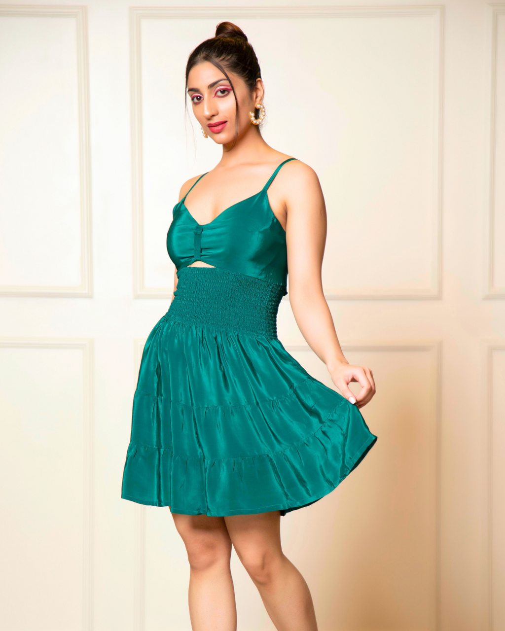 Shimmer A-Line Front Twist Mini Dress