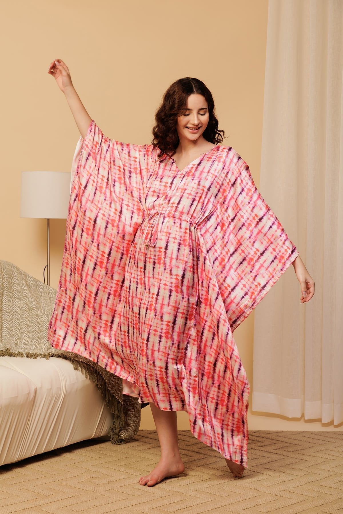 Women’s Purple Tie-Dye Kaftan – Colorful & Chic