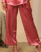 Satin Shirt with Straight Pants 2 Piece Coord Set