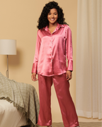 Satin Shirt with Straight Pants 2 Piece Coord Set