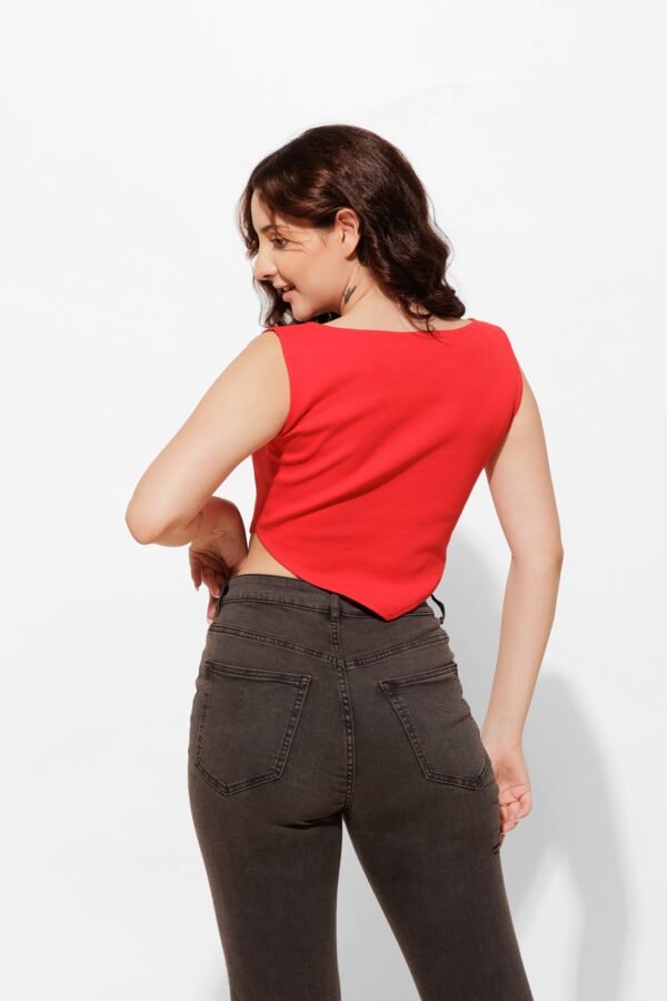 Ribbed Red Cotton Crop – Perfect for Casual Days