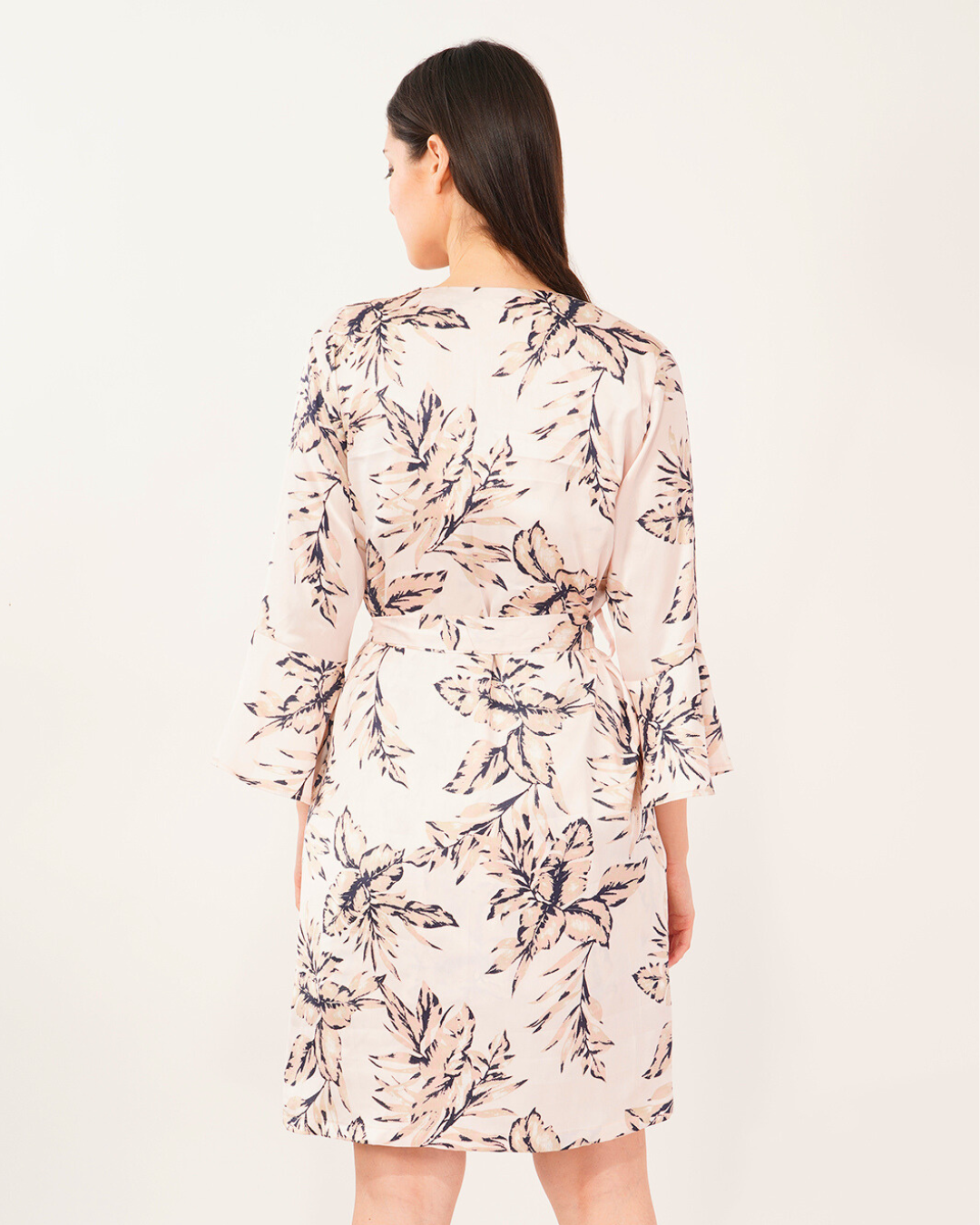 Satin Cowl Neck Drawstring With Robe Midi Dress