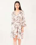 Satin Cowl Neck Drawstring With Robe Midi Dress