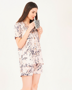 Satin Cowl Neck Drawstring With Robe Midi Dress