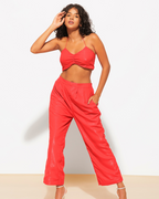 3 Piece Shimmer Co-ord Set – Bralette, Shirt & Pants Combo