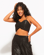 3 Piece Shimmer Co-ord Set – Bralette, Shirt & Pants Combo