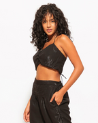 3 Piece Shimmer Co-ord Set – Bralette, Shirt & Pants Combo