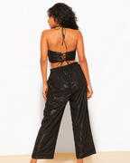 3 Piece Shimmer Co-ord Set – Bralette, Shirt & Pants Combo