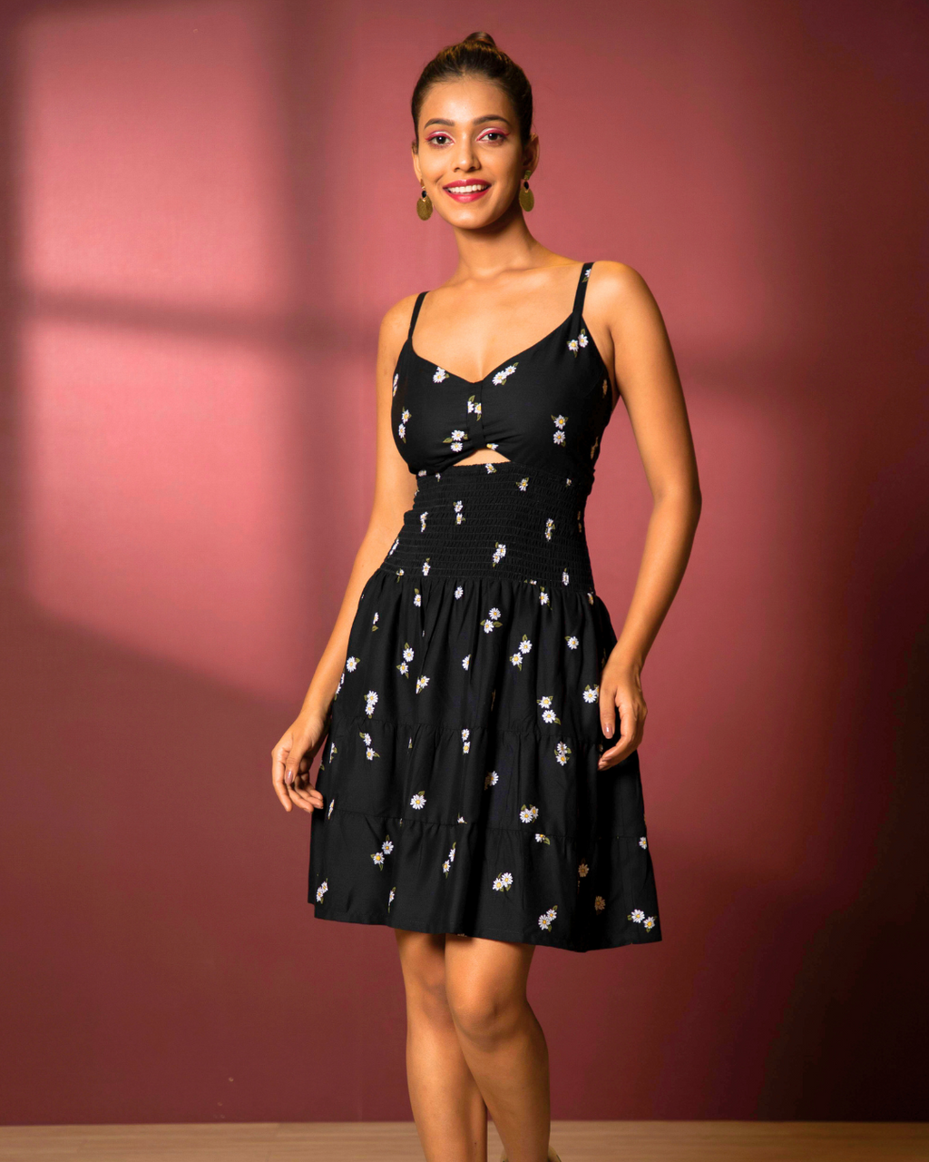 Stretchable A-Line Crepe Fit Mini Dress