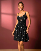 Stretchable A-Line Crepe Fit Mini Dress