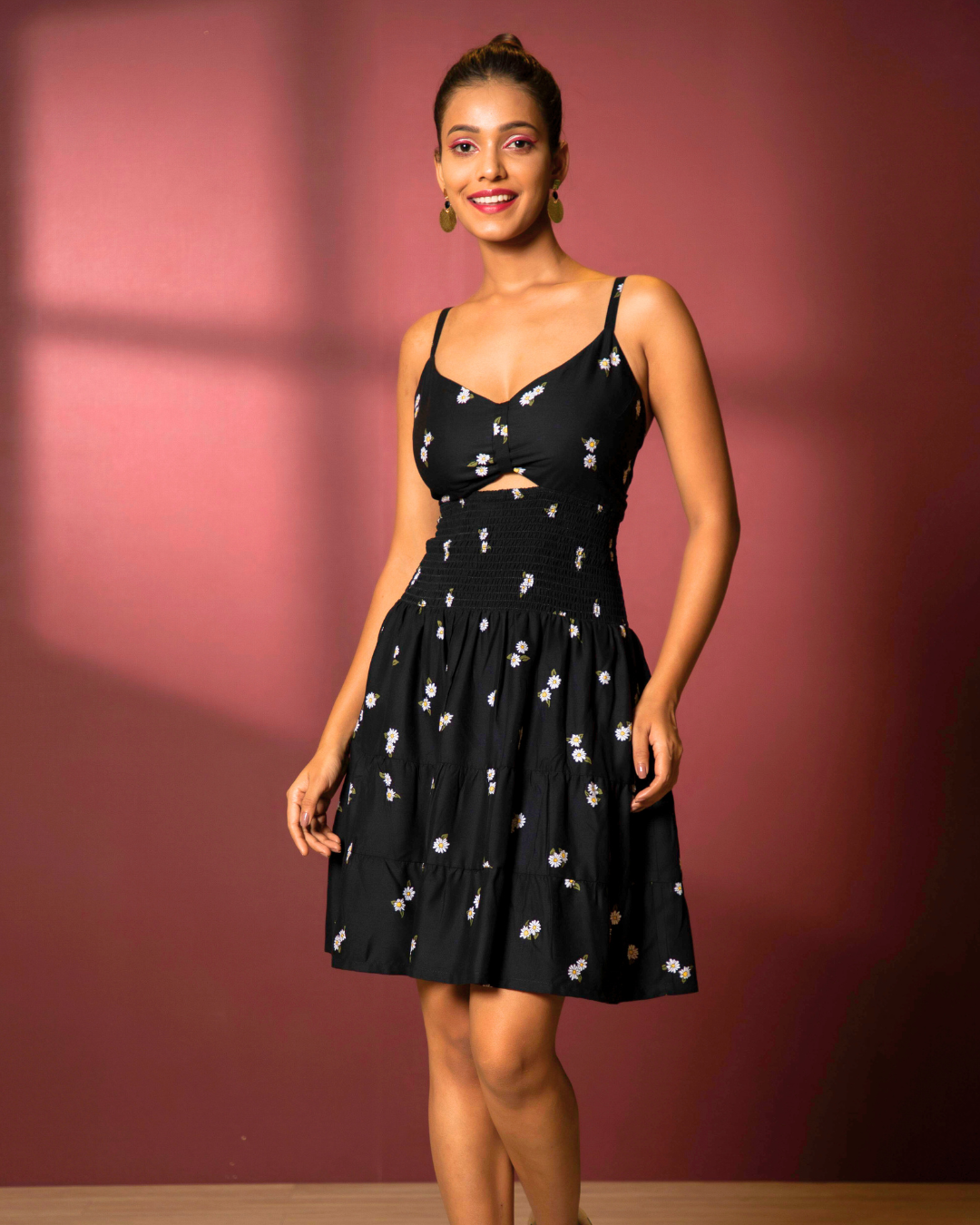 Stretchable A-Line Crepe Fit Mini Dress
