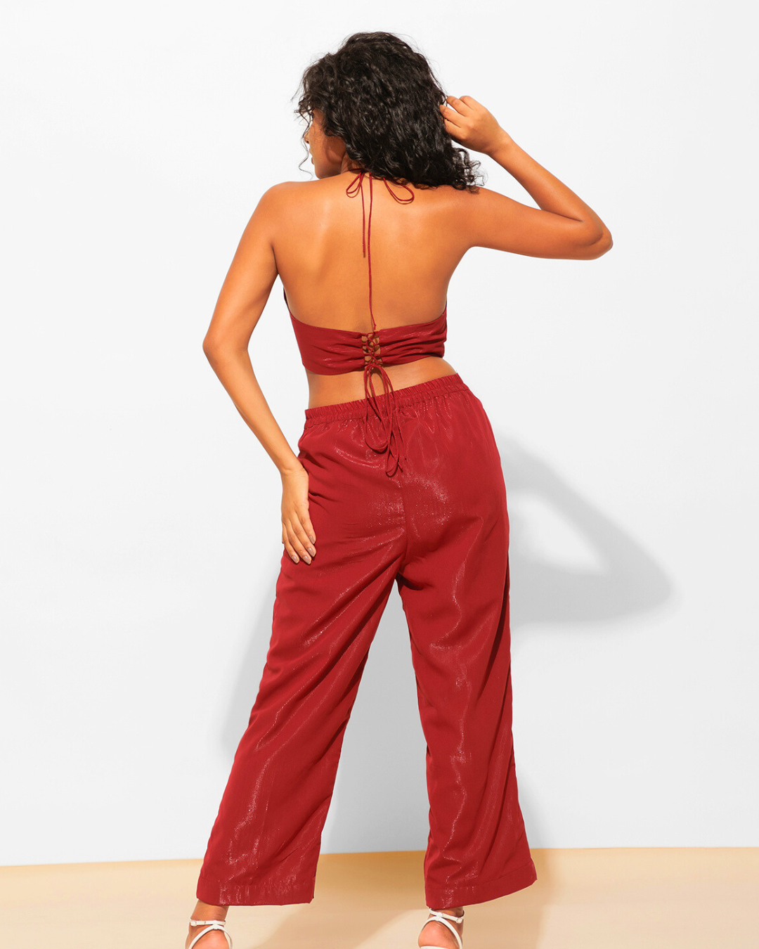 Two Piece Shimmer Top with Pants Co-ord Set