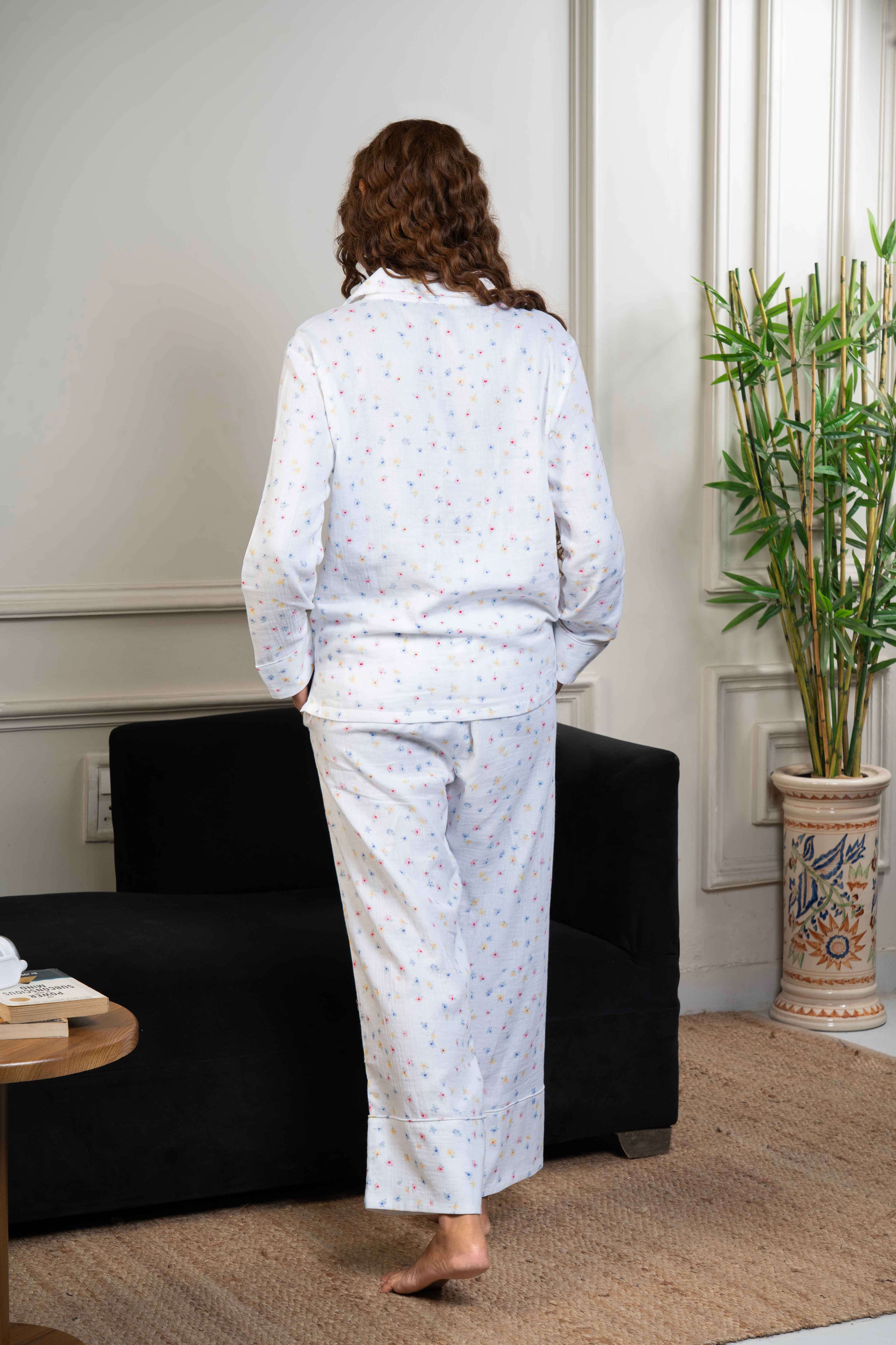 Printed Organic Cotton Night Suit for Women