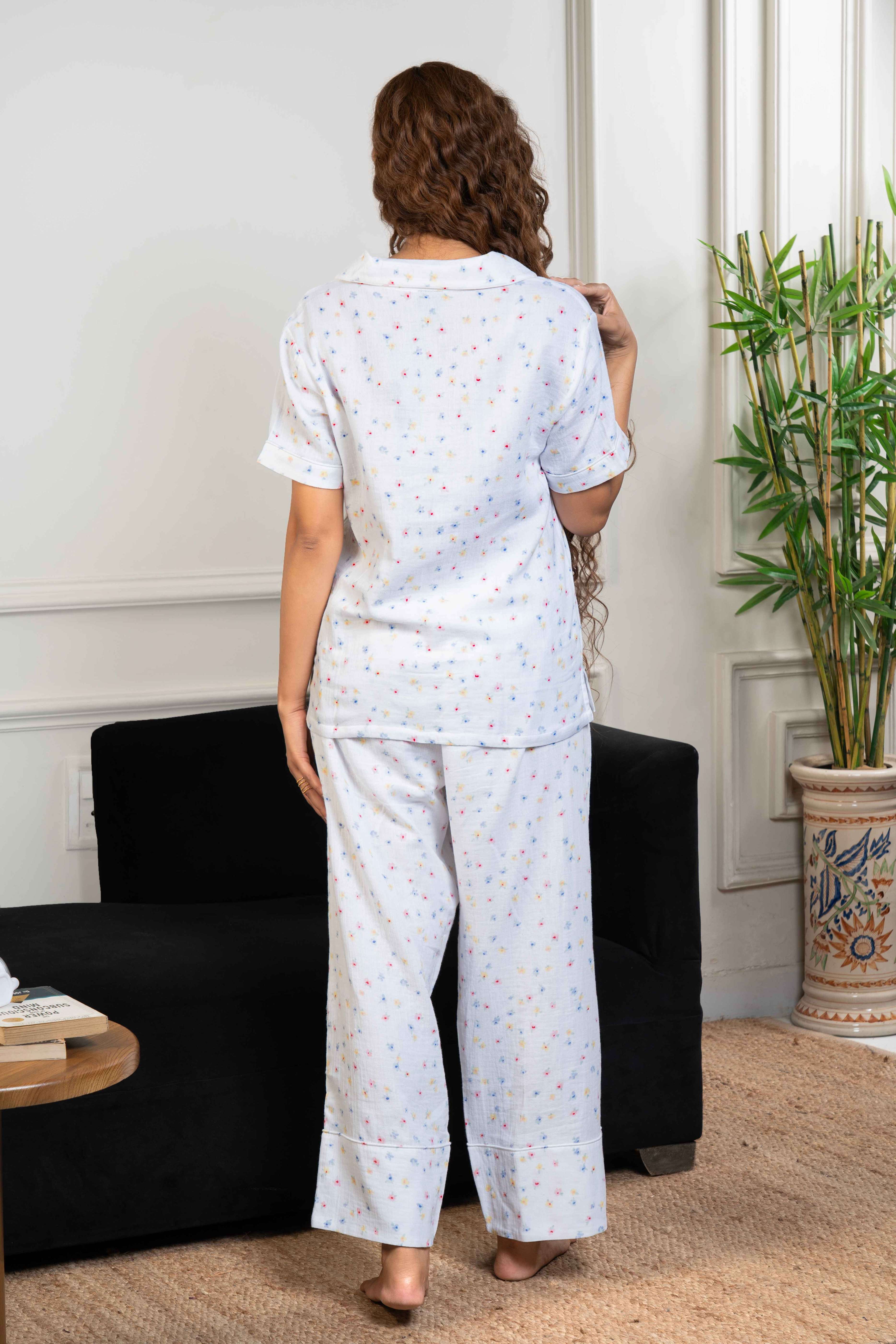 Printed Organic Cotton Night Suit for Women