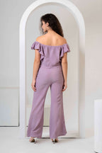 Frill Crop Top with Flared Trousers Co-Ord Sets