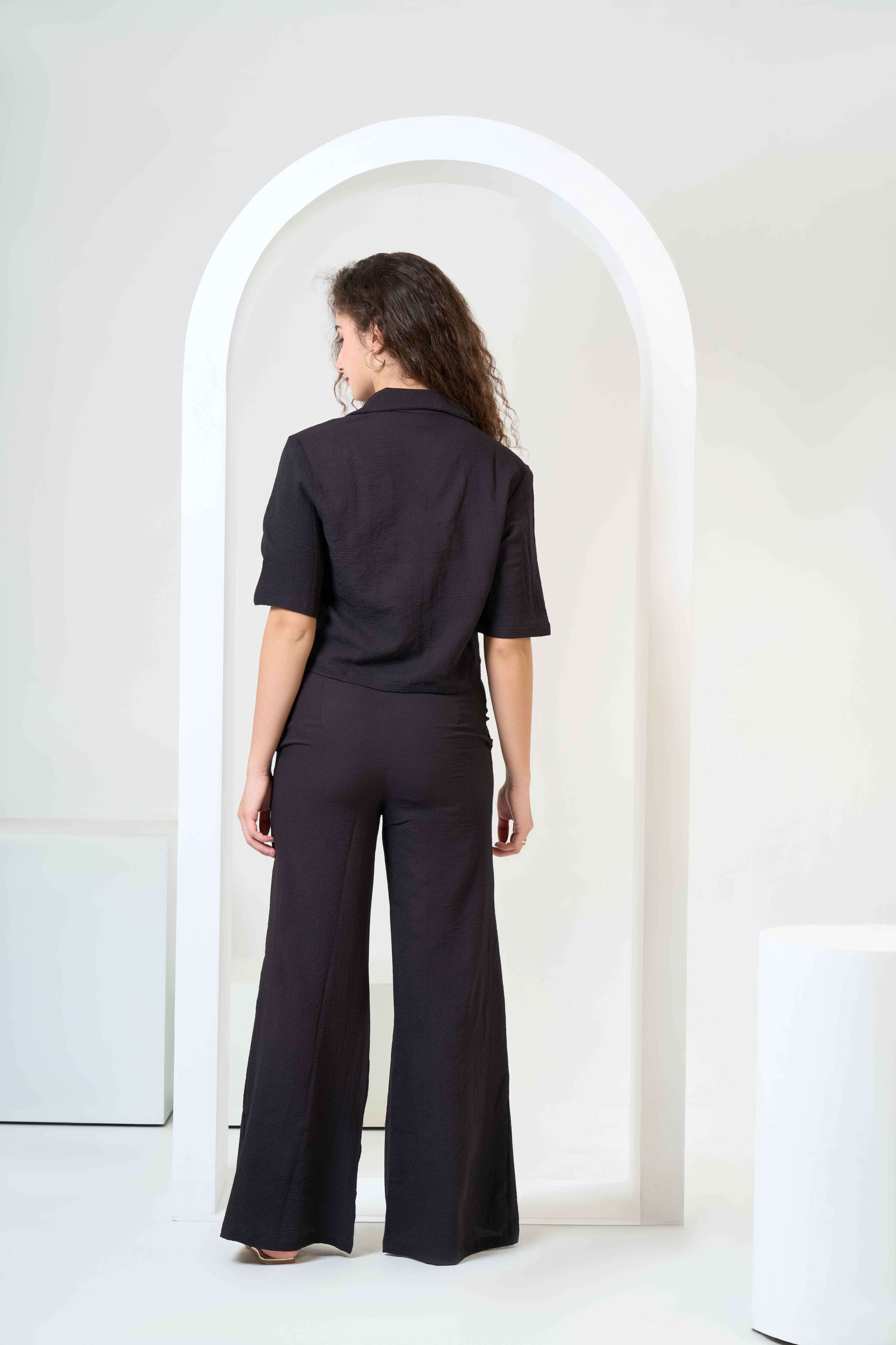 Half Sleeve Shirt with Flared Trouses Co-Ord Sets