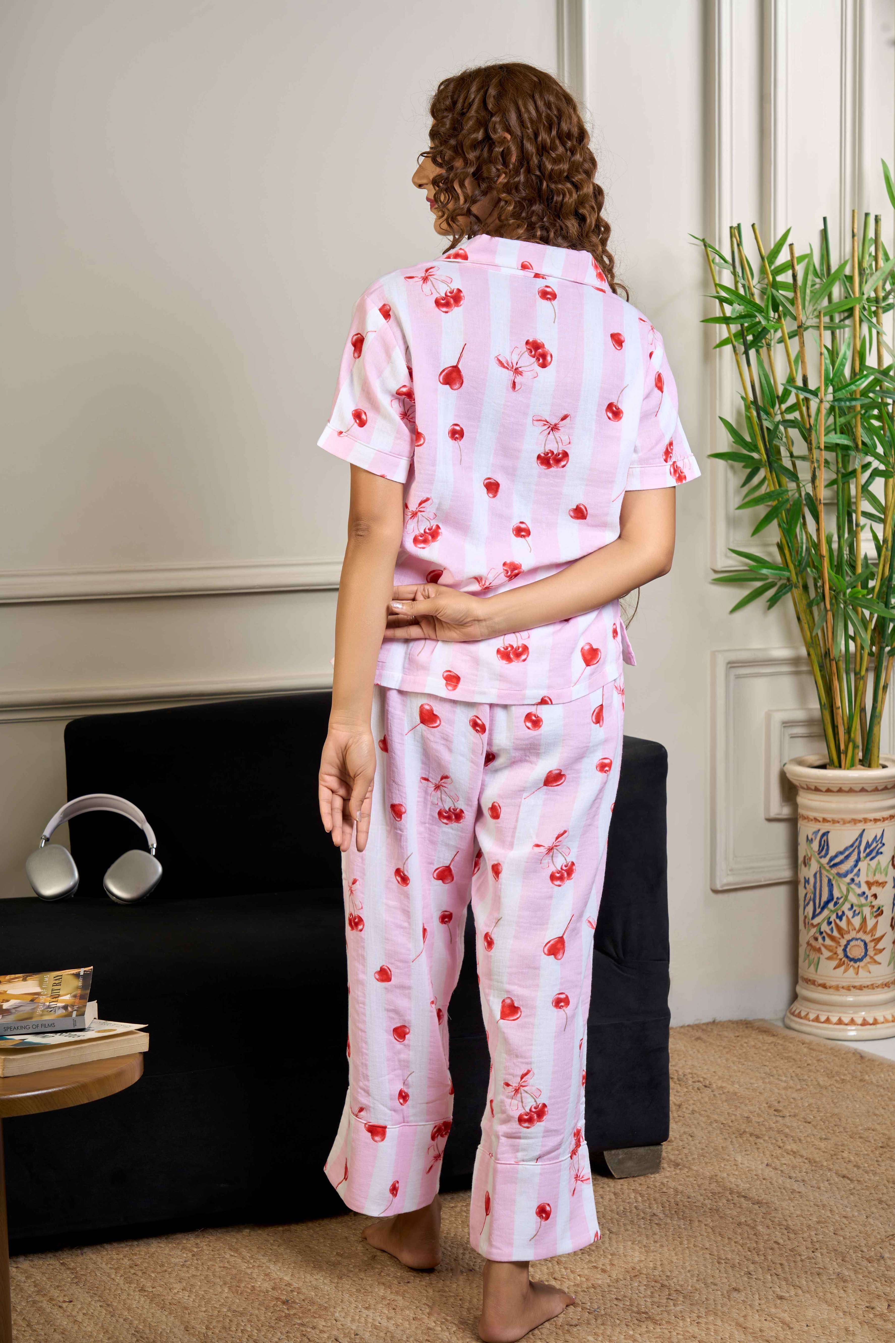 Printed Organic Cotton Night Suit for Women