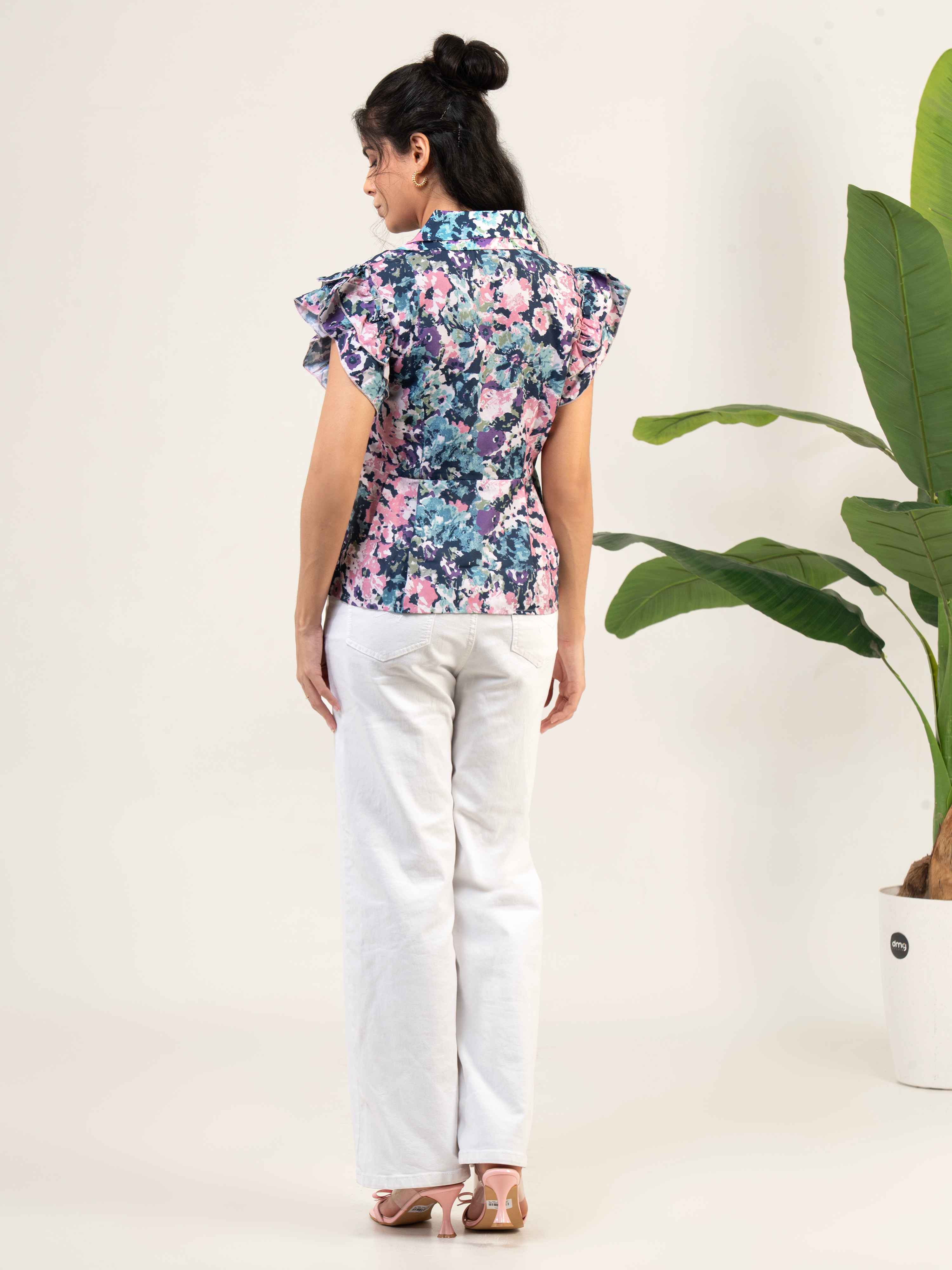 Women Cotton Shirt Collar Top