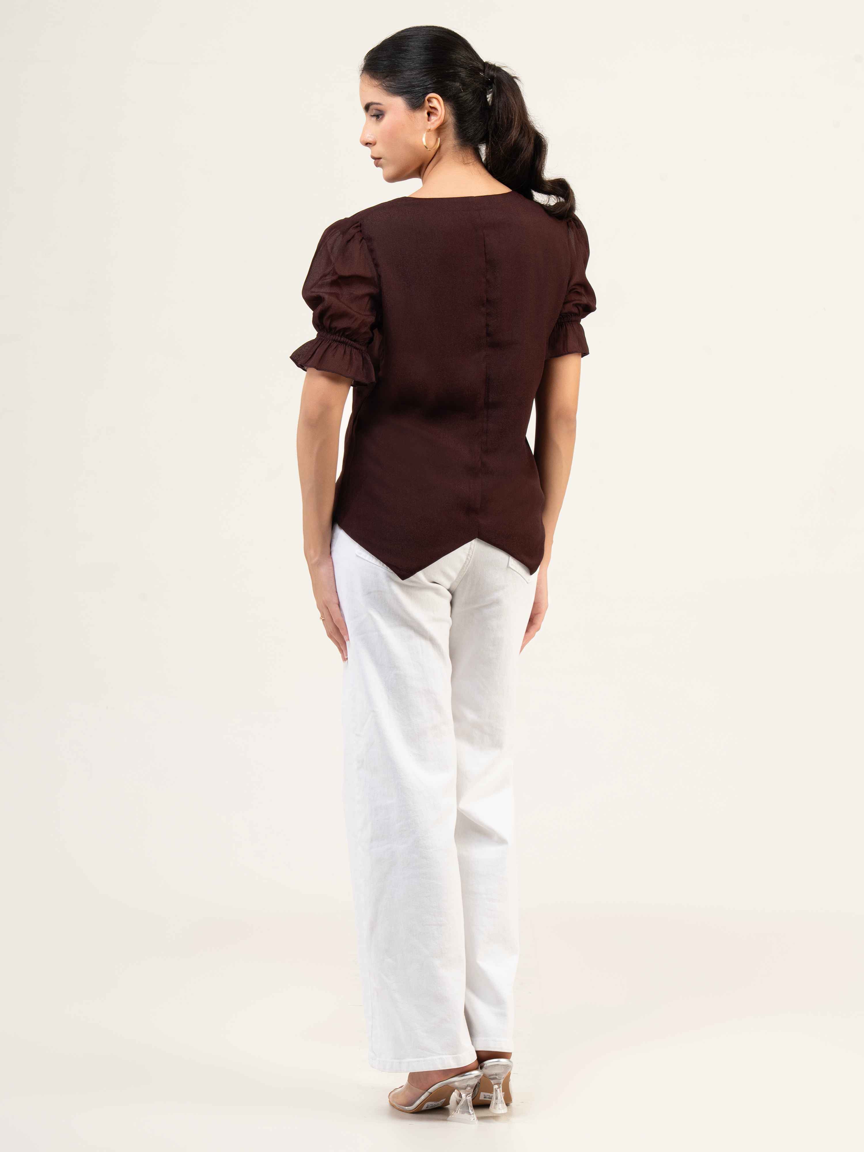 Women Fandi Frill Neck Top