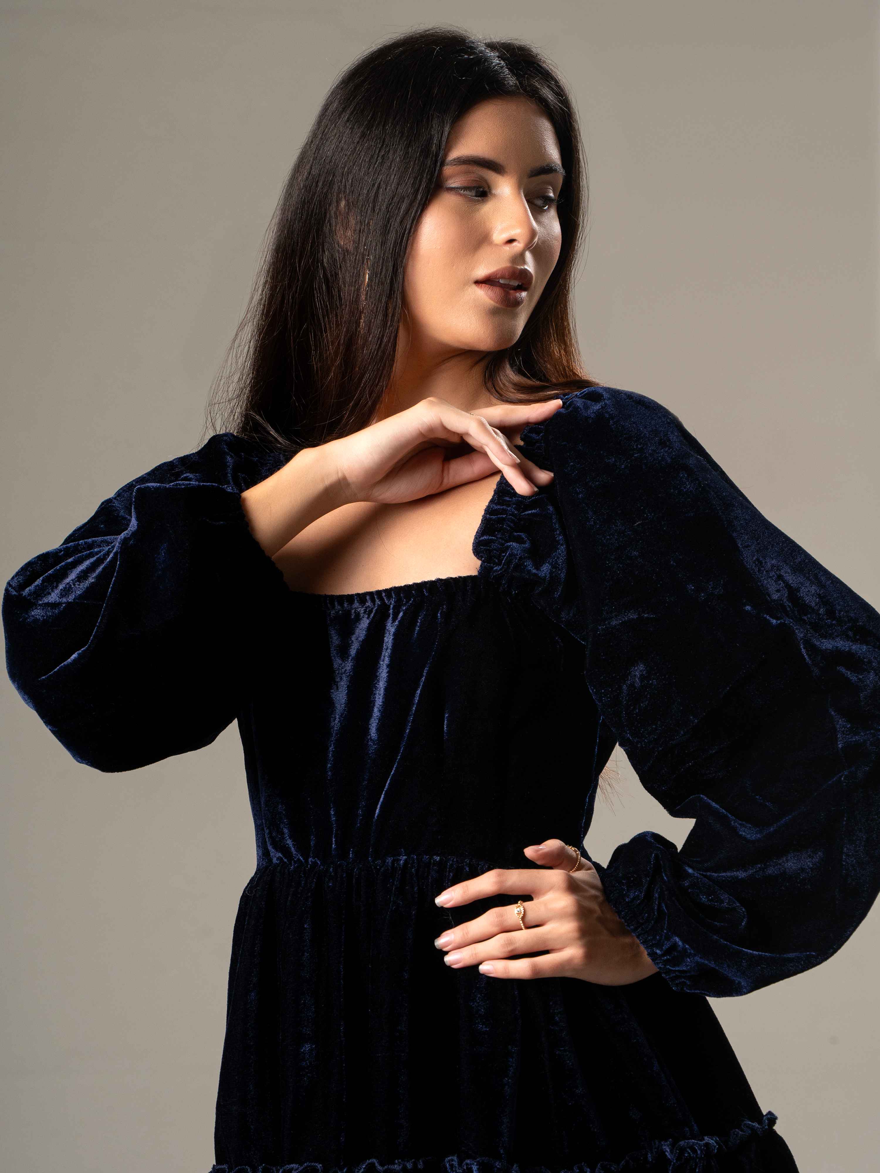 Velvet Blue Flair Dress