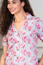 Women Satin Floral Printed Night Suit