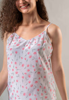 Women Satin Floral Printed Night Suit