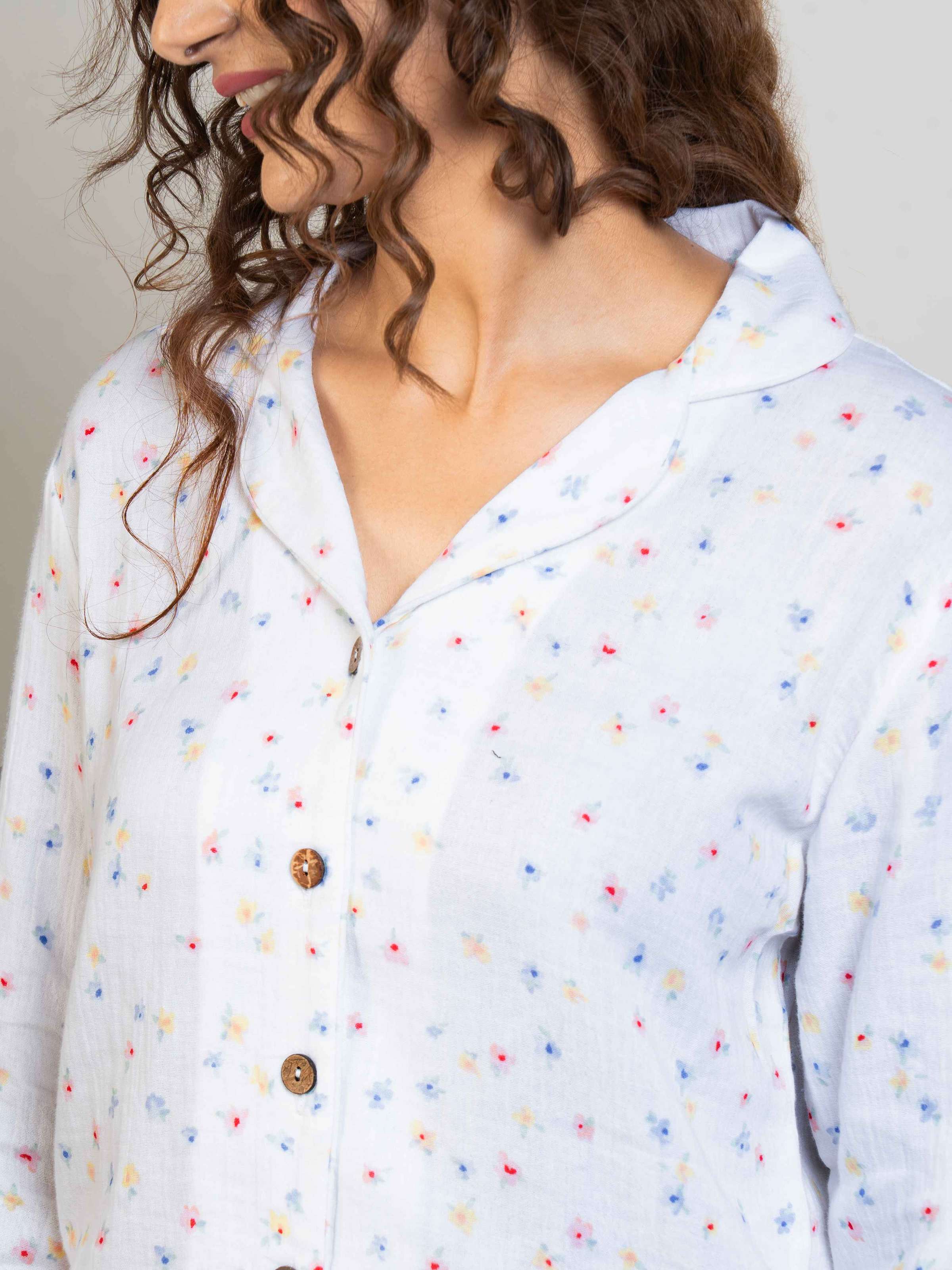 Printed Organic Cotton Night Suit for Women